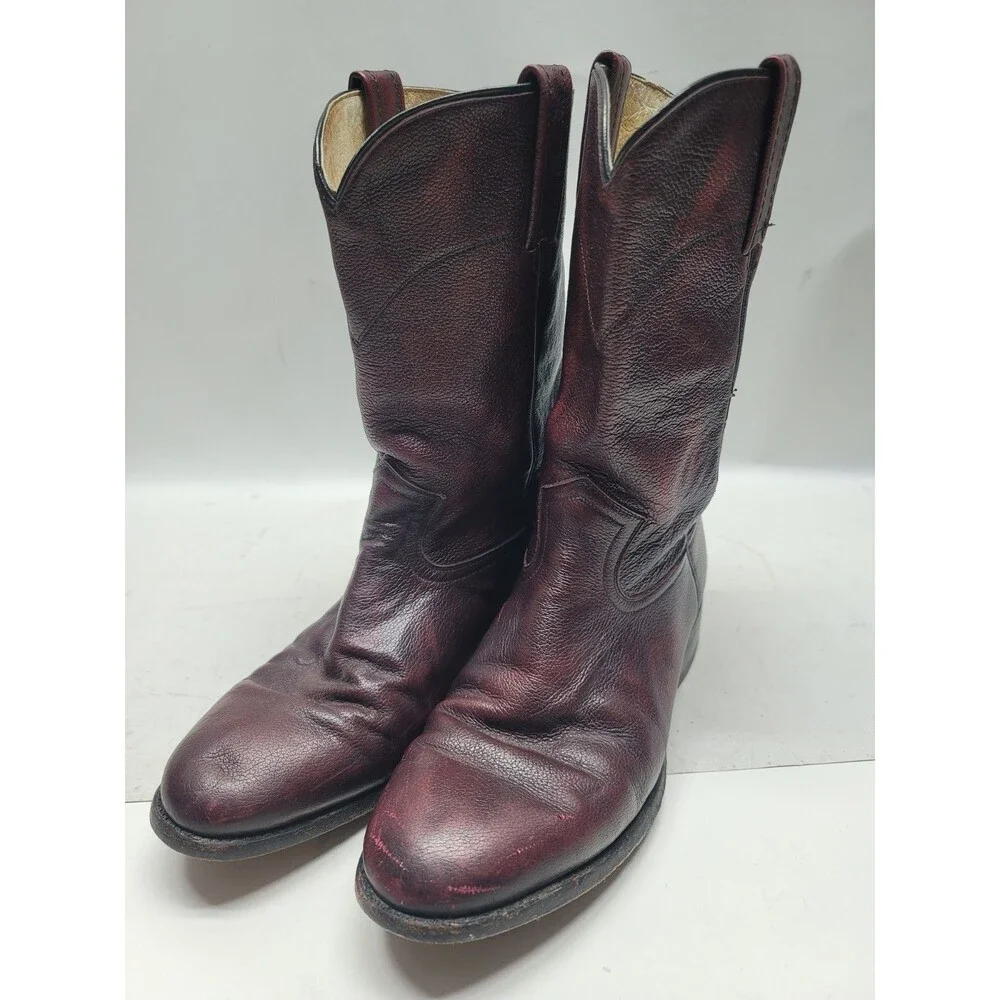 Dan Post Men's 9.5 D Oxblood Maroon Red Leather Cowboy Western Ropers Boots 6586